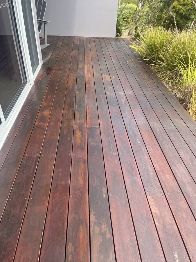 Timber deck stripped back & re-stained